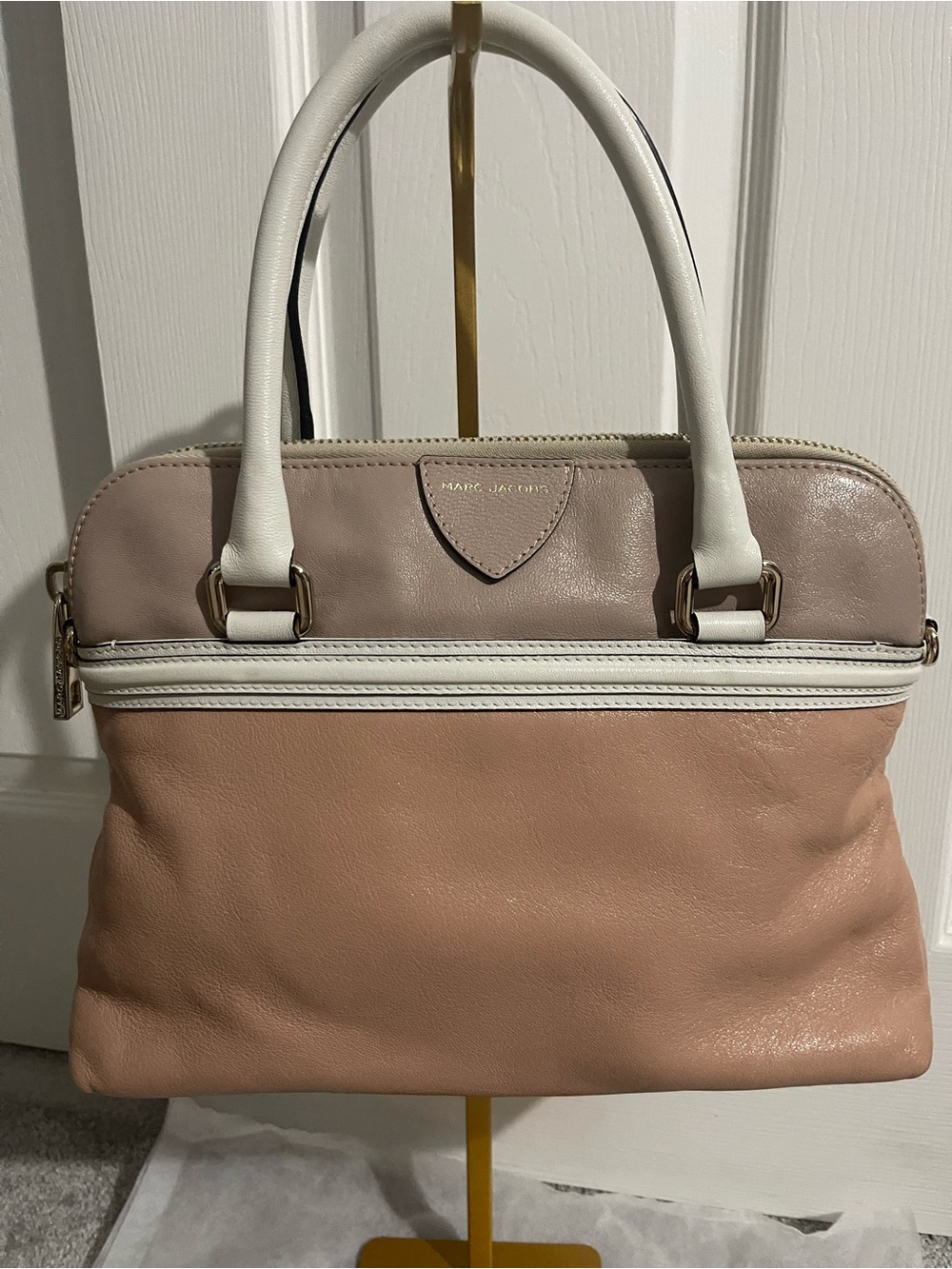Marc Jacobs Two-Tone Pink and Cream Leather Satchel/Crossbody